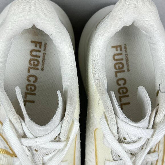 New Balance FuelCell Rebel Athletic Running Shoes Womens 7 White Gold Low Top - Picture 8 of 10